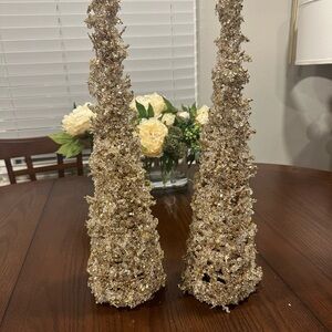 Gold Glitter Cone Trees